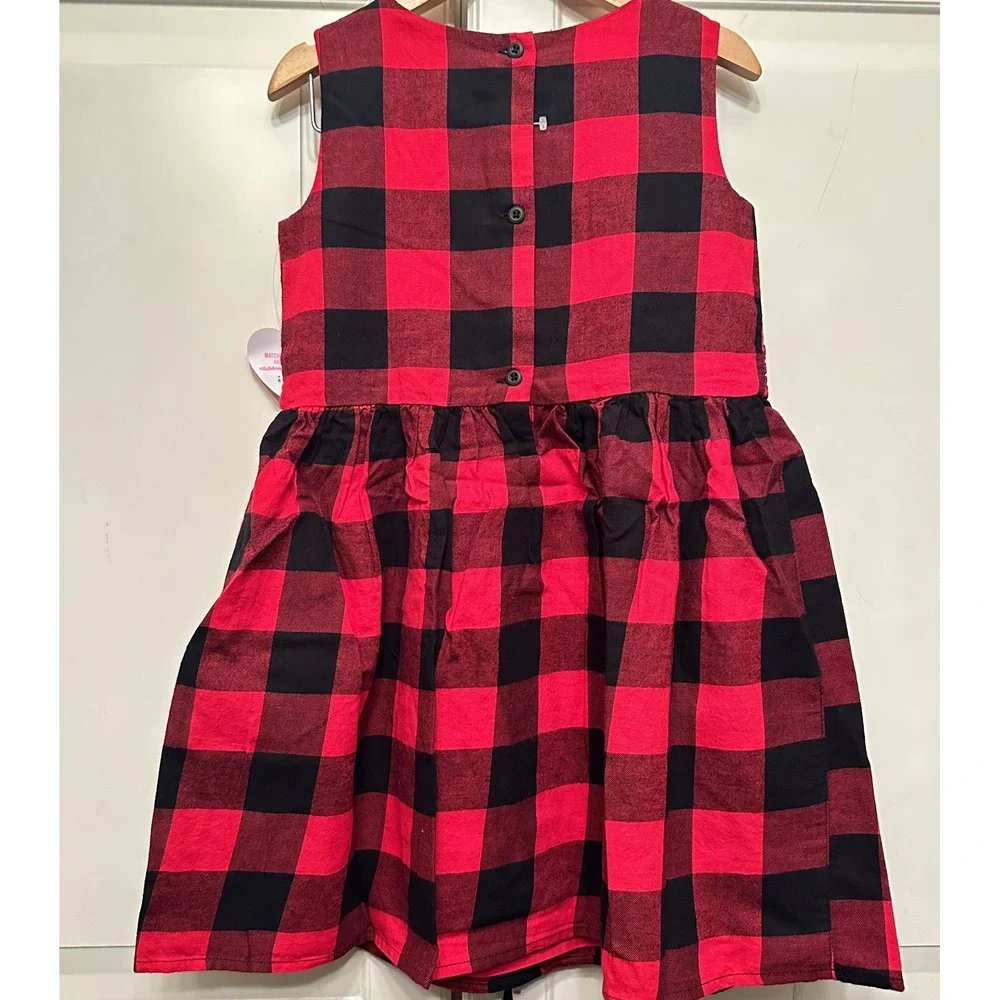 The Childrens Place Dress Girls 5T‎ Buffalo Plaid Red Black Sleeveless New